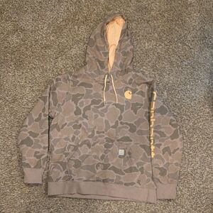 Carhartt Camo Hoodie with Tan Accents